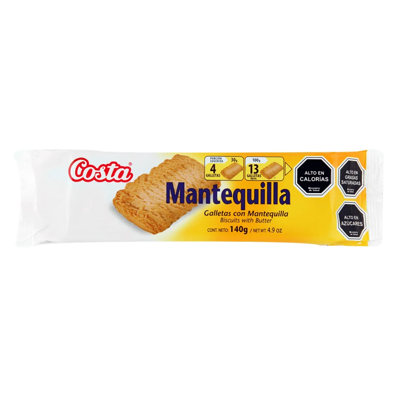 GALLETAS SABOR MANTEQUILLA 140 GRS COSTA
