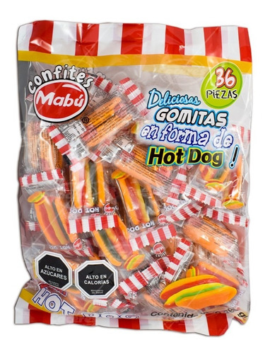 GOMITAS DE HOT DOG 36 UNDS MABU 
