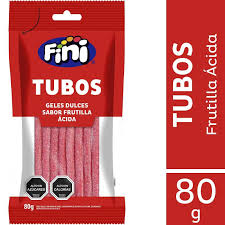 Fini Tubos Frutilla Acida 80 grs