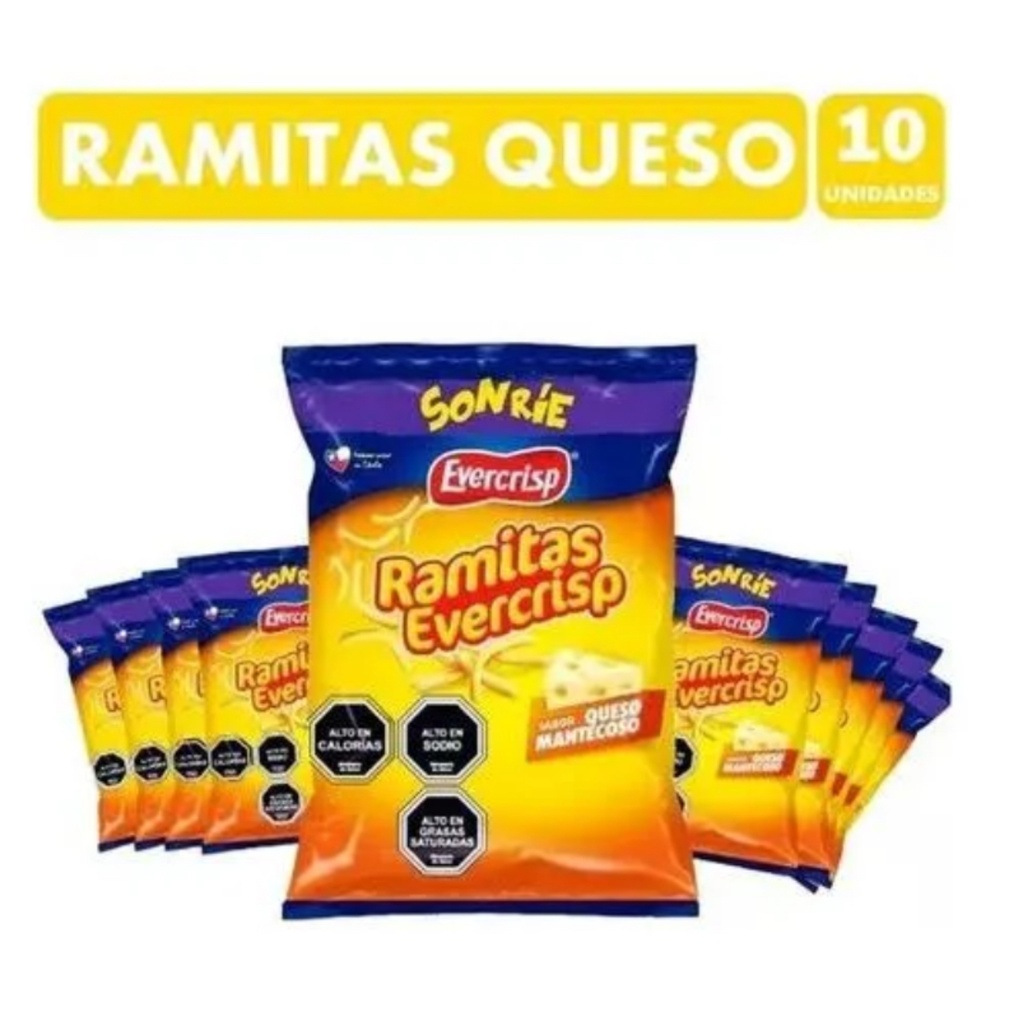 EVERCRISP RAMITAS QUESO PACK 10 UNIDADES