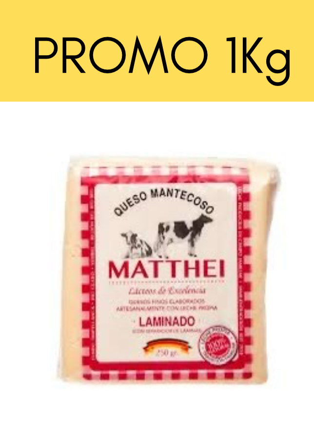 PROMO 1kg Queso laminado Matthei (2 unid x 500grs c/u)