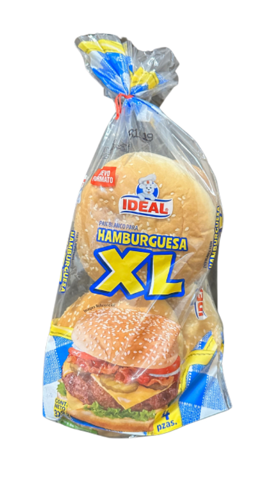 Pan Blanco Ideal Hamburguesa XL Sesamo 4 unds