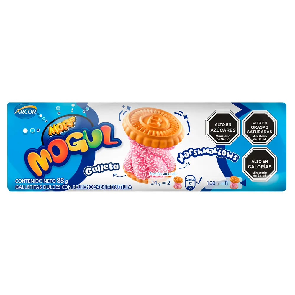 GALLETA RELLENO SABOR A FRUTILLA 88 GRS MOGUL