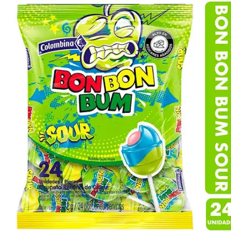 Colombina Bon Bon Bum Sour Chicle 24 Unidades 