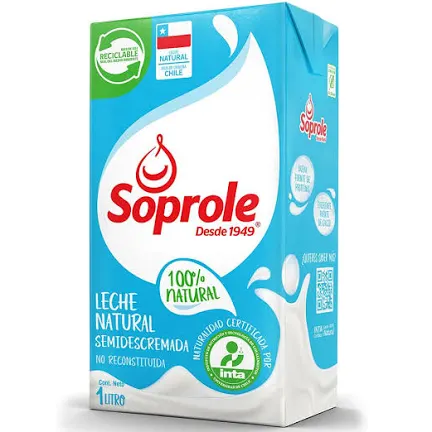 Leche Soprole Semi Descremada 1Lt